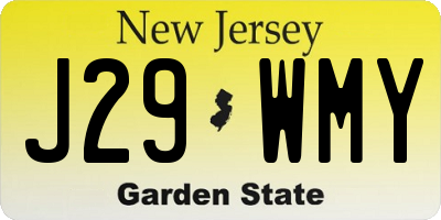NJ license plate J29WMY