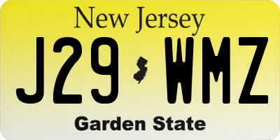 NJ license plate J29WMZ