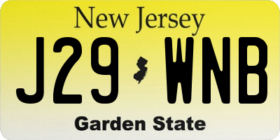NJ license plate J29WNB