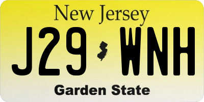 NJ license plate J29WNH