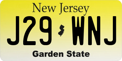 NJ license plate J29WNJ