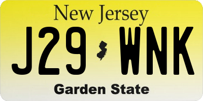 NJ license plate J29WNK