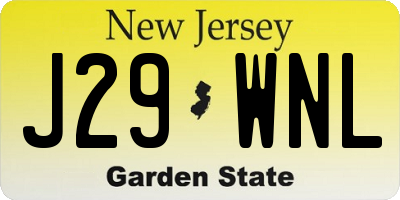 NJ license plate J29WNL