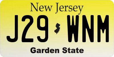 NJ license plate J29WNM