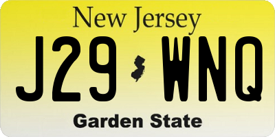 NJ license plate J29WNQ