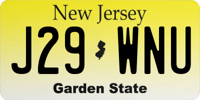NJ license plate J29WNU