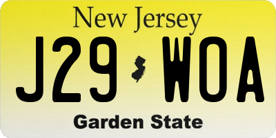 NJ license plate J29WOA