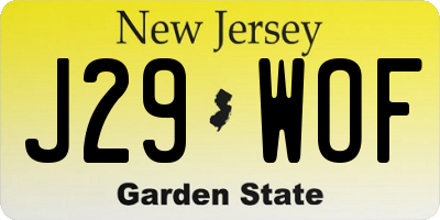 NJ license plate J29WOF