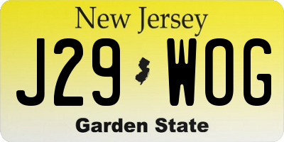 NJ license plate J29WOG