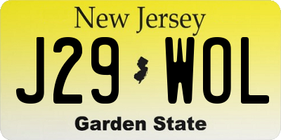 NJ license plate J29WOL