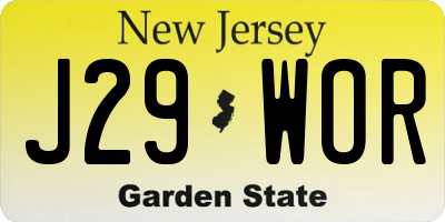 NJ license plate J29WOR