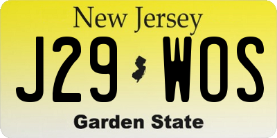 NJ license plate J29WOS