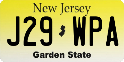 NJ license plate J29WPA