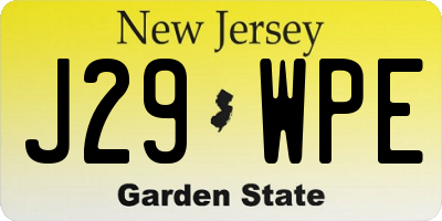 NJ license plate J29WPE
