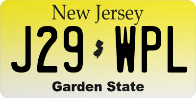 NJ license plate J29WPL
