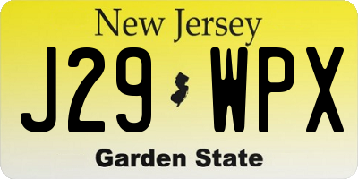 NJ license plate J29WPX