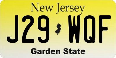 NJ license plate J29WQF