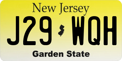 NJ license plate J29WQH