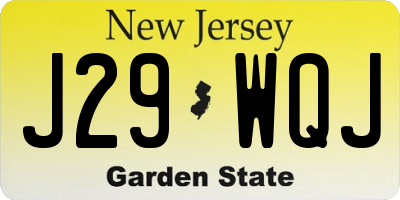 NJ license plate J29WQJ