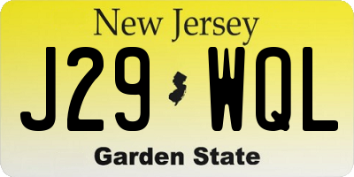 NJ license plate J29WQL