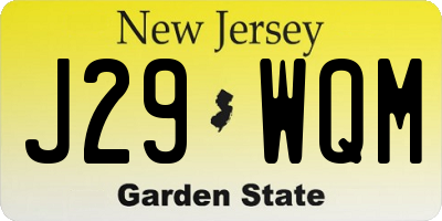 NJ license plate J29WQM