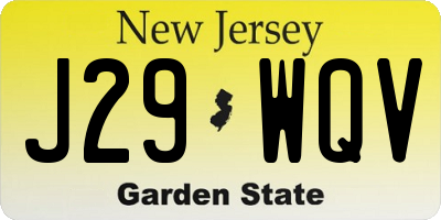 NJ license plate J29WQV