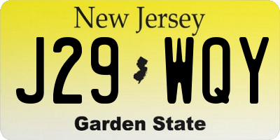NJ license plate J29WQY