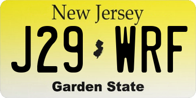 NJ license plate J29WRF