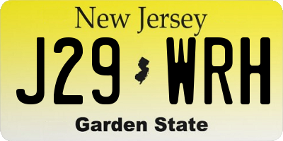 NJ license plate J29WRH