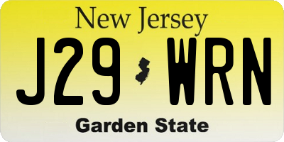NJ license plate J29WRN