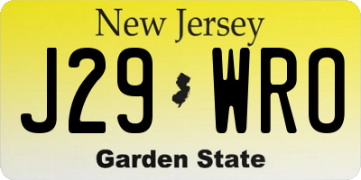 NJ license plate J29WRO