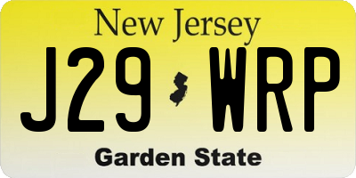 NJ license plate J29WRP