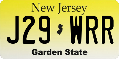 NJ license plate J29WRR