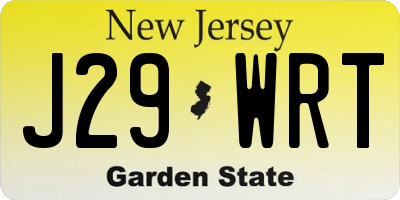 NJ license plate J29WRT