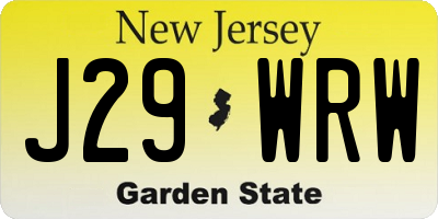 NJ license plate J29WRW