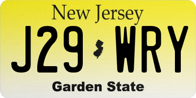 NJ license plate J29WRY