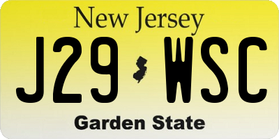 NJ license plate J29WSC