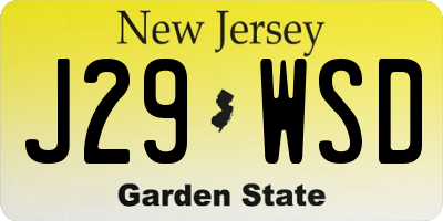 NJ license plate J29WSD