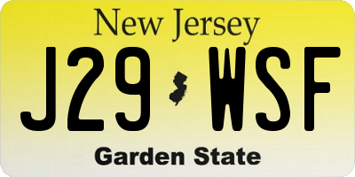 NJ license plate J29WSF