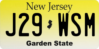 NJ license plate J29WSM
