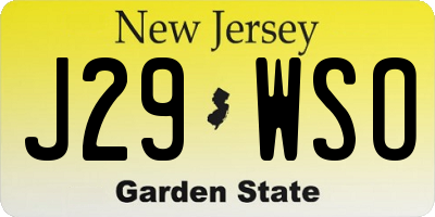 NJ license plate J29WSO