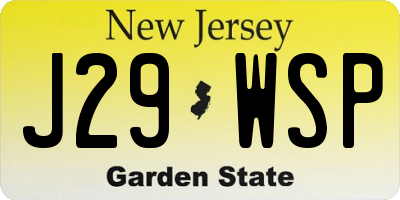 NJ license plate J29WSP
