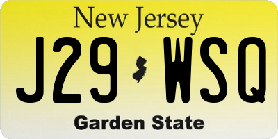 NJ license plate J29WSQ