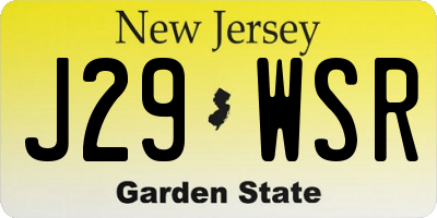 NJ license plate J29WSR