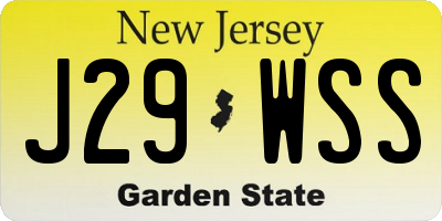 NJ license plate J29WSS