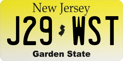 NJ license plate J29WST