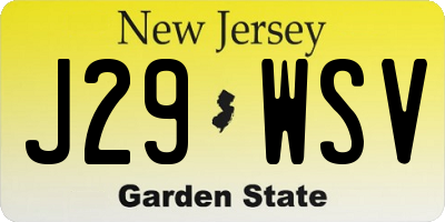 NJ license plate J29WSV