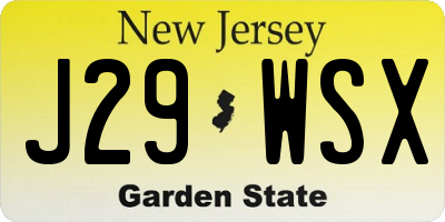 NJ license plate J29WSX