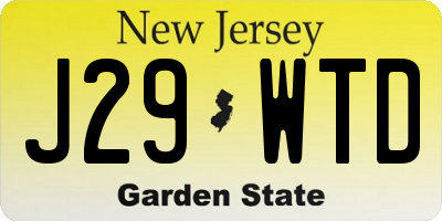 NJ license plate J29WTD