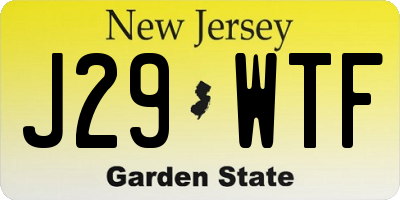 NJ license plate J29WTF